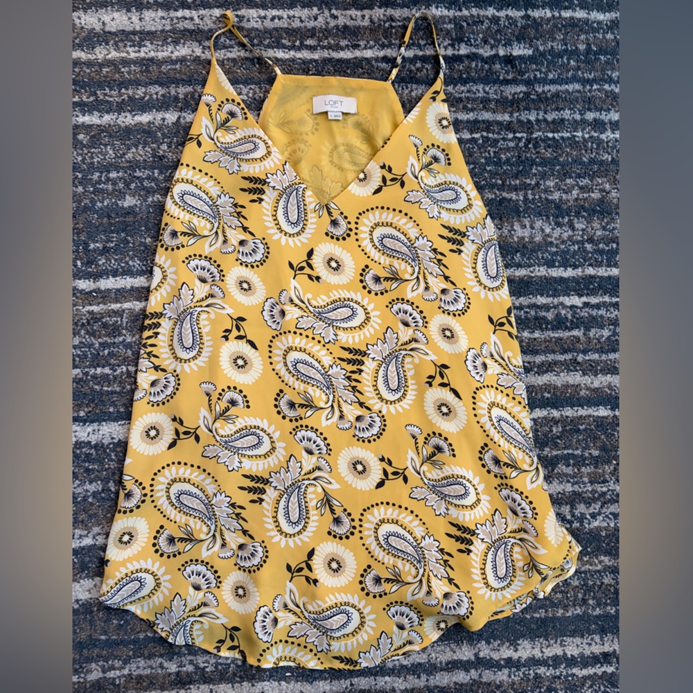 LOFT Mustard Paisley Print Top
